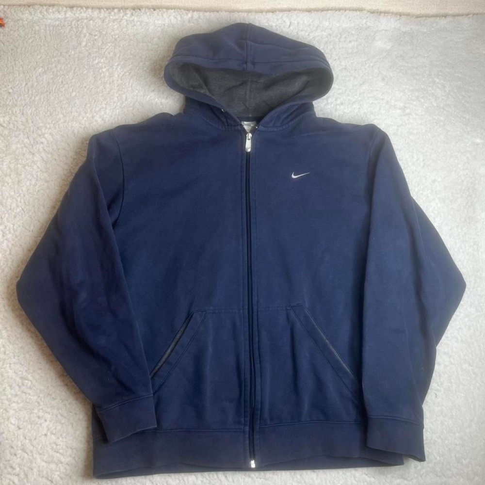 Vintage Nike men's navy‎ blue full zip hoodie embroidered Y2K outdoors xl